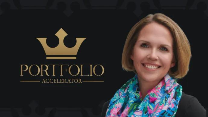 portfolio accelerator logo with Mary Thwaites headshot